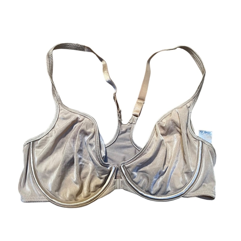 Vanity Fair Women's Sz 36C 80 Racerback Bra Beige Unlined Front Close Balconette